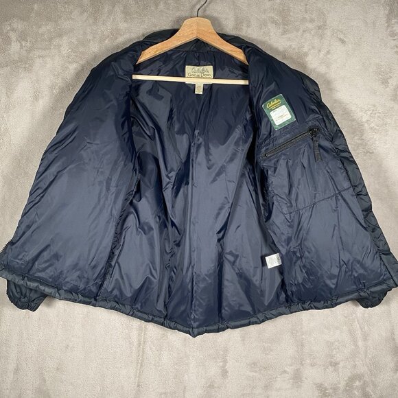Cabela's 650 Fill Goose Down Puffer Jacket Size M Quilted Winter Coat Navy Black - Picture 7 of 13